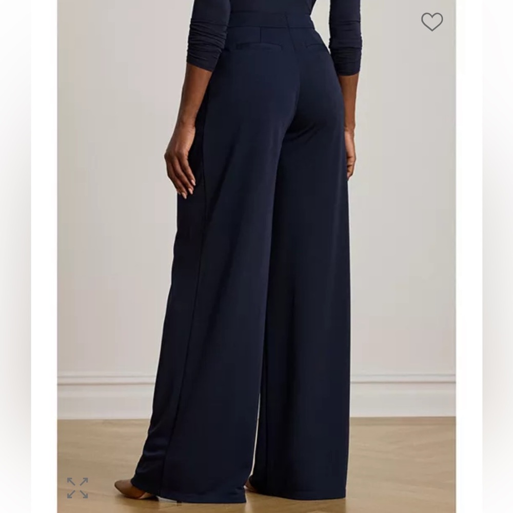 Lauren Ralph Lauren Navy Blue Pleated Wide Leg Pants Size 14W New - Picture 3 of 11